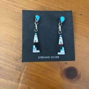 Southwestern Sterling Silver Earrings with Turquoise Accents